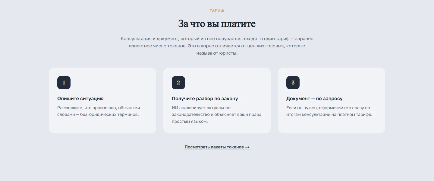Как это работает: опишите ситуацию, получите разбор, документ по запросу